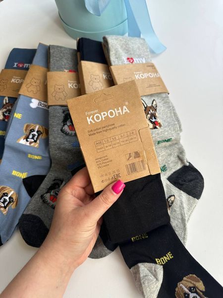 Дитячі колготи з принтами собак, набір 6 штук KW3367-3 фото