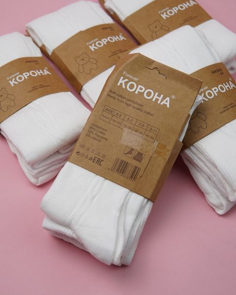Дитячі білі колготки, однотонні KW3359 фото
