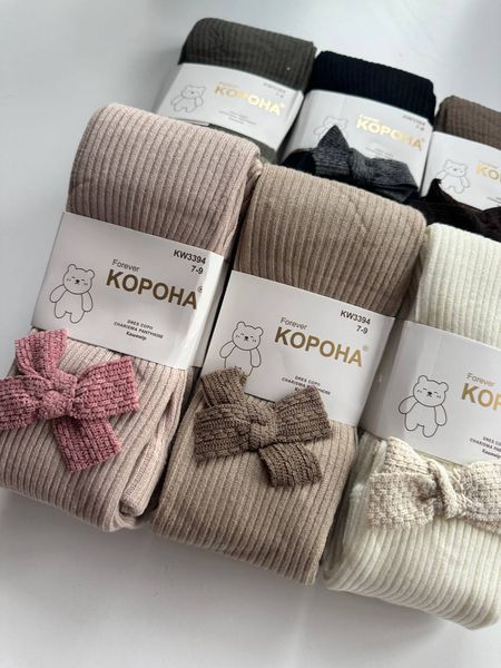 Теплі дитячі колготи з бантиком, набір 6 штук KW3394 фото