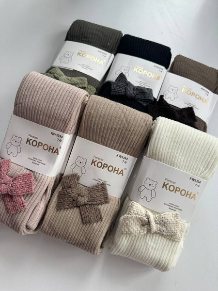 Теплі дитячі колготи з бантиком, набір 6 штук KW3394 фото